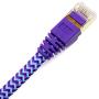 Tera Grand - 3FT - CAT7 10 Gigabit Ethernet Ultra Flat Patch Cable for Modem Router LAN Network - Braided Jacket, Gold Plated Shielded RJ45 Connectors, Faster Than CAT6a CAT6 CAT5e, Purple & Blue