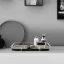 PuTwo Decorative Tray Black Marble Tray with Polished Gold Metal Handles Jewelry Tray Handmade Catchall Vanity Tray for Dresser Bathroom Vanity Table Bar Ideal Gift for Birthday Christmas - Black