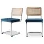 Edloe Finch SET OF 2 Rattan Back - Velvet Cushion, Blue, Edloe Finch SET OF 2 Rattan Back - Velvet Cushion, Blue,