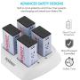 Tenergy TN136 Smart 4 Bay 9V Charger with 4 Pieces Tenergy 9V NiMH 250mah Rechargeable Batteries