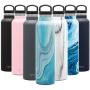 Simple Modern 24oz Ascent Water Bottle - Hydro Vacuum Insulated Tumbler Flask w/Handle Lid - Blue Double Wall Stainless Steel Reusable - Leakproof: Pattern: Ocean Quartz
