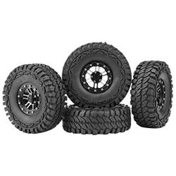 Dilwe RC Car Tires, 4 Pcs Rubber Tires Tyres Metal Hubs for 1:10 Remote Control Crawler Car Accessory Part