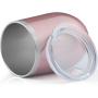 MUCHENGHY 12 oz Stemless Wine Glass Tumbler with Lid Stainless Steel Double Wall Vacuum Insulated Travel Cup (Rose Gold-1 pack)