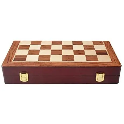 LINWEI Chess Set, Chess Board Set, International Chess Set, Folding Leather/Wood and Metal Parts