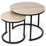 amzdeal Coffee Table for Living Room, Set of 2 Nesting Side Coffee Tables, Stable and Easy Assembly, Premium Chipboard Table Top with Metal Frame - Natural Color