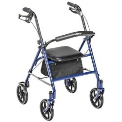 Drive Medical 10257BL-1 Four Wheel Walker Rollator with Fold Up Removable Back Support