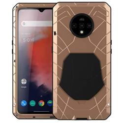 Cresee Oneplus 7T Case, Gorilla Glass Armor Aluminum Alloy Metal Cover Case,Rubber Bumper Military Shockproof Heavy Duty Protection Case for Oneplus 7T (Gold)