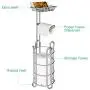 TomCare Toilet Paper Holder Toilet Paper Stand with 4 Raised Feet Metal Bathroom Accessories Tissue Paper Dispenser Free Standing Toilet Paper Roll with Storage Shelf Bathroom Storage Organization