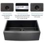 Lordear 33 inch Black Farmhouse Sink Gunmetal Black 16 Gauge Apron Front Deep Single Bowl Stainless Steel Kitchen Farm Sink