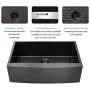 Lordear 33 inch Black Farmhouse Sink Gunmetal Black 16 Gauge Apron Front Deep Single Bowl Stainless Steel Kitchen Farm Sink