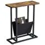 Yusong Retro Industrial Side Table,21-Inch Wood & Metal End Table with Magazine Holder,H Shape Narrow End Table with Storage Holder,Rustic Brown Yusong Retro Industrial Side Table,21-Inch Wood & Metal End Table with Magazine Holder,H Shape Narrow End Table with Storage Holder,Rustic Brown