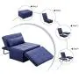 Diophros Folding Ottoman Sleeper Guest Bed, 4 in 1 Multi-Function Adjustable Guest Sofa Chair Sofa Bed (Dark Bule)