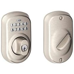 Schlage BE365 PLY 619 Plymouth Keypad Deadbolt, Satin Nickel