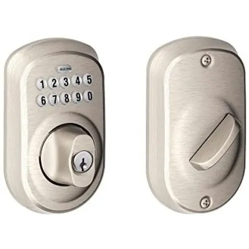 Schlage BE365 PLY 619 Plymouth Keypad Deadbolt, Satin Nickel Schlage BE365 PLY 619 Plymouth Keypad Deadbolt, Satin Nickel