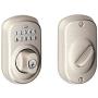 Schlage BE365 PLY 619 Plymouth Keypad Deadbolt, Satin Nickel