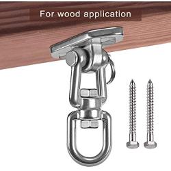 WAREMAID 2 Pack Heavy Duty 360° Swivel Swing Hanger, Stainless Steel Swing Hook for Ceiling Wooden Swing Set Bracket, Punching Bag Hanger for Playground Gym Rope Hammock Chair Yoga Swing, 1000 LB Load