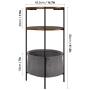 Homfa Vintage Round End Table, 3-Tier Industrial Side Table Night Stand with Storage Basket Wood Look Accent Furniture with Metal Frame