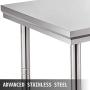 Mophorn Stainless Steel Work Table with Backsplash 24 x 24 x 34 Inch Commercial Food Prep Worktable Heavy Duty Prep Worktable Metal Work Table with Adjustable Feet for Restaurant, Home and Hotel