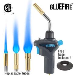 BLUEFIRE Metal Handle Interchangeable Tube Gas Welding Torch Kit,3 Tubes (Swirl, Pencil, Shrink Searing),Fuel MAPP MAP PRO Propane,Auto Trigger Start, Soldering Brazing Cooking,Heavy Duty(3 Tubes Kit)