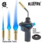 BLUEFIRE Metal Handle Interchangeable Tube Gas Welding Torch Kit,3 Tubes (Swirl, Pencil, Shrink Searing),Fuel MAPP MAP PRO Propane,Auto Trigger Start, Soldering Brazing Cooking,Heavy Duty(3 Tubes Kit)