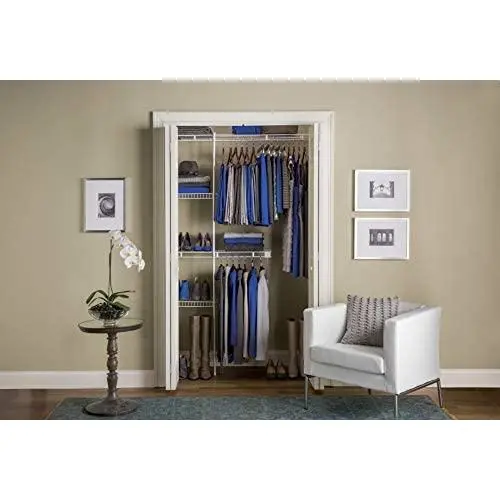 Rubbermaid Wardrobe Organizer, 3-5, Closet Shelves & Rods, Closet Organizer System, White Rubbermaid Wardrobe Organizer, 3-5, Closet Shelves & Rods, Closet Organizer System, White