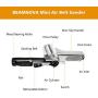 BEAMNOVA Mini Air Belt Sander for Woodworking Metal Working 3/8 Inch Handheld Angle Grinder Industrial Pneumatic Tool with 3 Belts 60/80/100 Grit