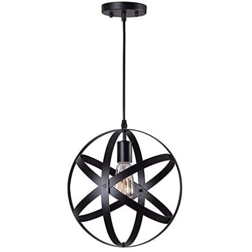 Rustic Industrial Metal Spherical Pendant Lighting Globe Edison Vintage Decorative Changeable Hanging Lighting Fixture for Kitchen Island Dining Table Bedroom Hallway