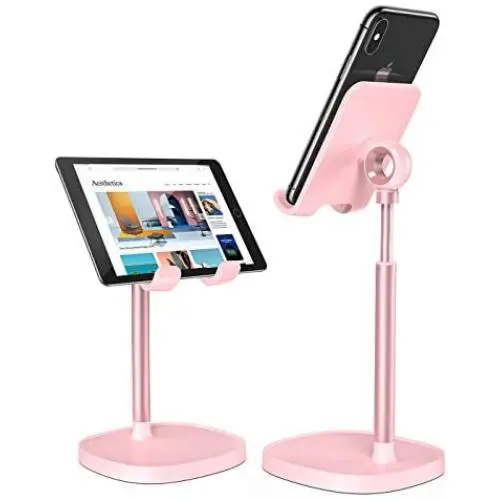 Cell Phone Stand,Angle Height Adjustable LISEN Cell Phone Stand for Desk,Thick Case Friendly Phone Holder Stand for Desk, Compatible with All Mobile Phones-Pink Cell Phone Stand,Angle Height Adjustable LISEN Cell Phone Stand for Desk,Thick Case Friendly Phone Holder Stand for Desk, Compatible with All Mobile Phones-Pink