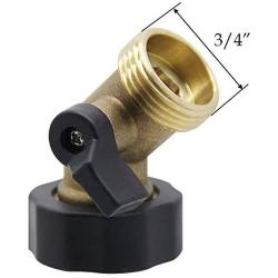 Twinkle Star 3/4'' Brass Shut Off Valve Gooseneck Garden Hose Connector, 2 Pack