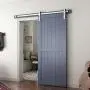 SMARTSTANDARD 6 Feet Brushed Nickel Sliding Barn Hardware Kit-Sturdy Silvery Track-Smoothly and Quietly-Simple and Easy to Install-Fit 36'' Wide Door Panel (I Shape Hanger)