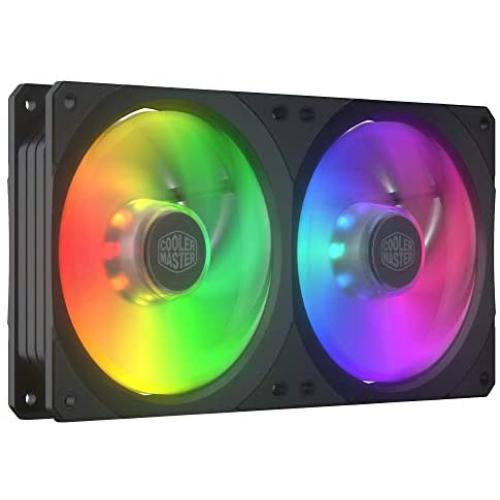 Cooler Master MasterFan SF240R ARGB 240mm All-in-One Square Frame Fan w/16 Independently-Controlled Addressable RGB LEDs, Cable Management, PWM Control Fan for Computer Case and CPU Liquid Cooler