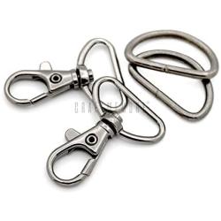 CRAFTMEMORE Swivel Trigger Snap Hooks Classic Lobster Clasps Purse Landyard Leather Craft with D Rings 10 Sets CSD1 (1 Inch, Gunmetal)