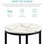 Best Choice Products 16in Side Table, Faux Marble Round End Table, Modern Small Accent Home Decor for Living Room, Dining Room, Tea, Coffee w/Metal Frame, Foot Caps, Designer - White/Matte Black