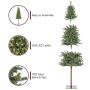 Best Choice Products 6ft Pre-Lit Hinged Artificial Alpine Slim Pencil Christmas Tree Holiday Decoration w/ 250 LED Lights, 700 Tips, Metal Stand