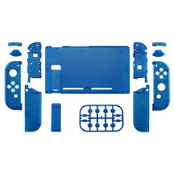 eXtremeRate Transparent Clear Blue Back Plate for Nintendo Switch Console, NS Joycon Handheld Controller Housing with Full Set Buttons, DIY Replacement Shell for Nintendo Switch