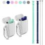 Yoocaa Reusable Straws - 2 Pack Portable Metal Straw with Carrying Case and Cleaning Brush, BPA Free, Navy Blue&Green