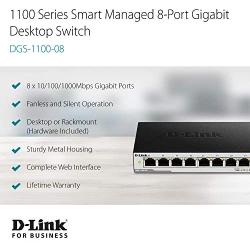 D-Link Ethernet Switch, 8 Port Easy Smart Managed Gigabit Network Internet Desktop (DGS-1100-08)