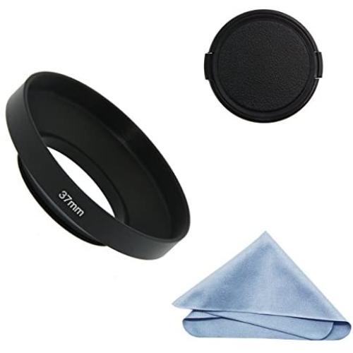 SIOTI Camera Wide Angle Metal Lens Hood with Cleaning Cloth and Lens Cap Compatible with Leica/Fuji/Nikon/Canon/Samsung Standard Thread Lens(37mm)