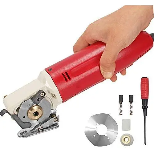 Moongiantgo Electric Rotary Fabric Scissor Cloth Cutter Hand-held Fabric Cutting Machine with Spare 50mm Hexagonal Blade for Multi-Layer Fabric Leather Textile Carpet (Max Cutting 10mm/0.39inch) Moongiantgo Electric Rotary Fabric Scissor Cloth Cutter Hand-held Fabric Cutting Machine with Spare 50mm Hexagonal Blade for Multi-Layer Fabric Leather Textile Carpet (Max Cutting 10mm/0.39inch)