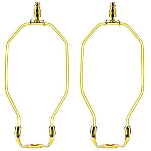 Ladash 2 PCS 8 Inch Lamp Harp Holder Lamp Shade Harp with Light Saddle Base and Ball Lamp Finial Screw for Table and Floor Lamps (Brass, 2 Pack)