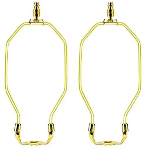 Ladash 2 PCS 8 Inch Lamp Harp Holder Lamp Shade Harp with Light Saddle Base and Ball Lamp Finial Screw for Table and Floor Lamps (Brass, 2 Pack)