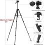 Endurax 67'' Video Camera Tripod for Nikon Canon, DSLR Cameras Stand Tall Tripods Lightweight Aluminum with Universal Phone Mount and Carry Bag