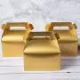 50-Pack Gable Metallic Gold Candy Treat Boxes,Small Goodie Gift Boxes for Wedding and Birthday Party Favors Box 6.2 x 3.5 x 3.5 inch
