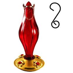 Joiedomi Ruby Glass Vintage 24 Ounces Hummingbird Feeder Including S Shape Metal Hook for Bird Feeders