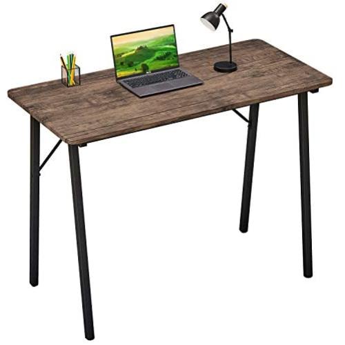 Computer Desk 40 inch Kids Writing Desk for Small Space Students Study Table Home Office Wood Work Desk for Corner Bedroom PC Gaming School Laptop Desk with Metal Frame, Walnut Brown