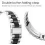 Fintie Bands Compatible with Samsung Galaxy Watch 3 45mm, Solid Stainless Steel Metal Bracelet Strap Replacement Wrist Band, Black&Silver