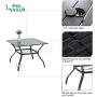 PHI VILLA 5 Piece Outdoor Patio Dining Set, Square Metal Slatted Table with 1.57” Umbrella Hole & 4 Metal Chairs for Deck, Yard