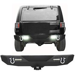 Rear Bumper Textured Black w/2'' Hitch Receiver For 2007-2018 Jeep Wrangler JK