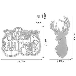 Cutting Dies Metal, Merry Christmas and ELk Die Cut Metal, Christmas Decorate Embossing Stencils for DIY Scrapbooking Photo Album Decorative DIY Paper Cards Making Gift, Metallic Die Cut