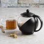 Primula Half Moon Teapot with Removable Infuser, Borosilicate Glass Tea Maker, Stainless Steel Filter, Dishwasher Safe, 40-Ounce, Black